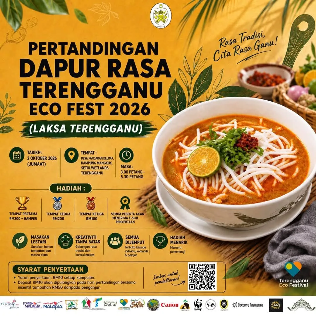 Poster Pertandingan Dapur Rasa Terengganu Eco Fest 2026 kategori Laksa Terengganu
