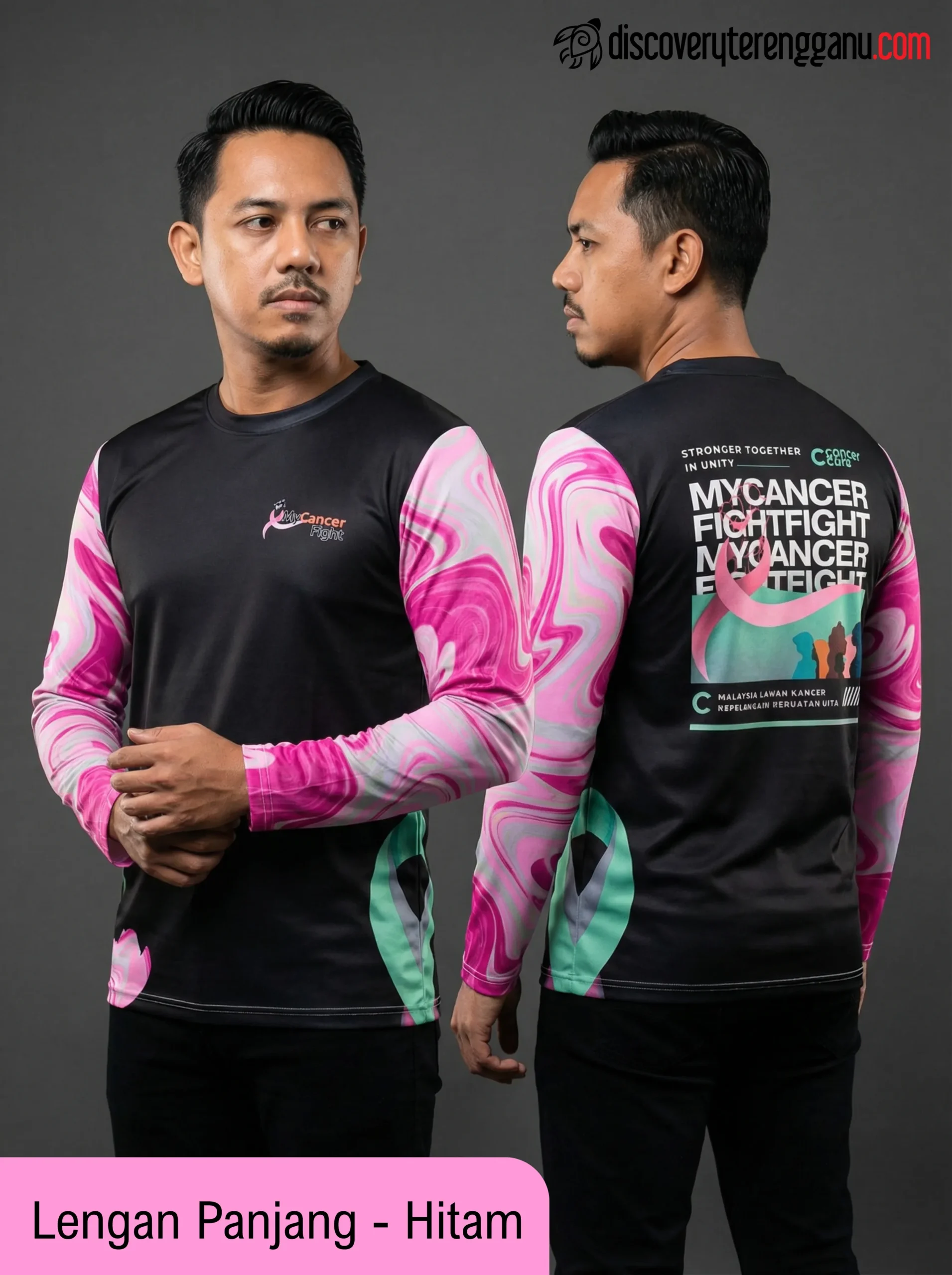Malaysia Lawan Kanser Baju Hitam Lengan Panjang Hitam