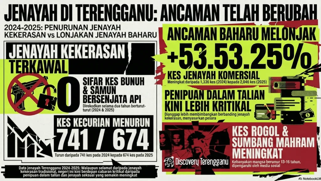 Infografik Jenayah di Terengganu Ancaman Telah Berubah