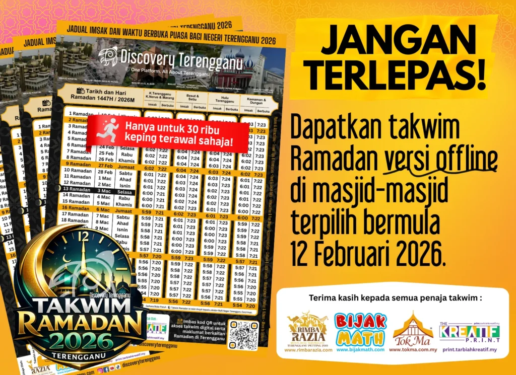 Takwim Ramadan 2026: Waktu Berbuka dan Imsak di Terengganu