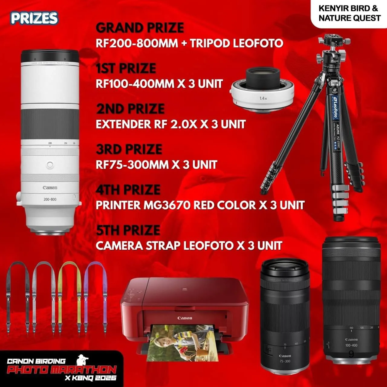 Hadiah Utama Kenyir Bird & Nature Quest 2026