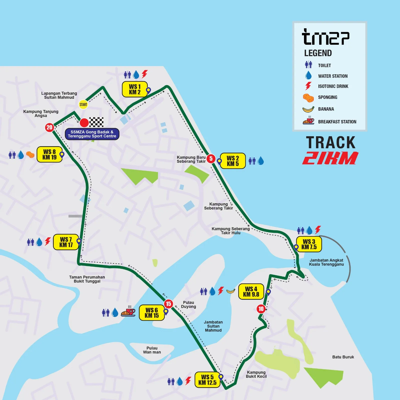 Route map 21KM Half Marathon Terengganu Marathon 2027