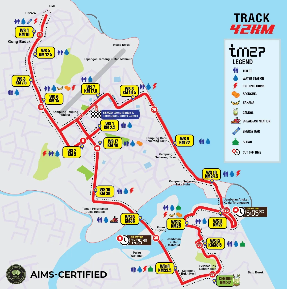 Route map 42KM Full Marathon Terengganu Marathon 2027
