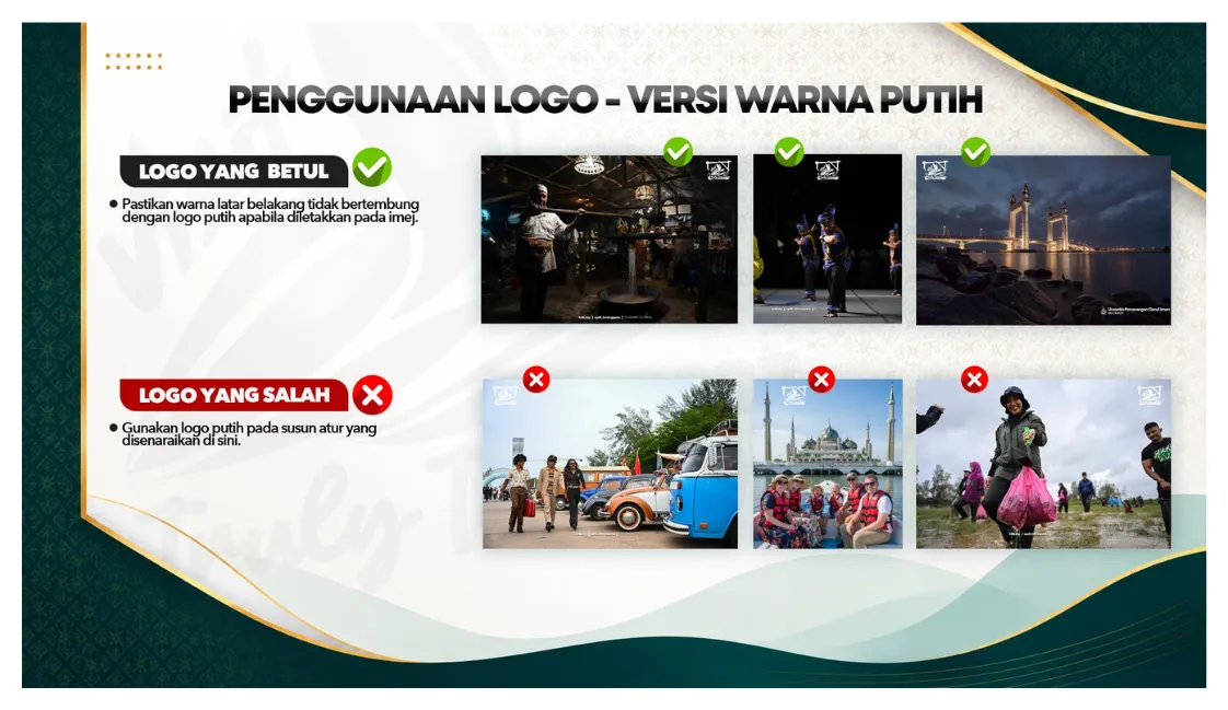 Peraturan logo versi putih di atas imej