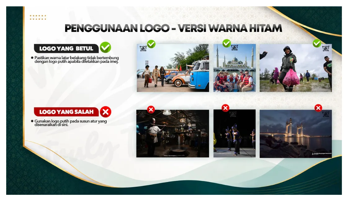Peraturan logo versi hitam di atas imej