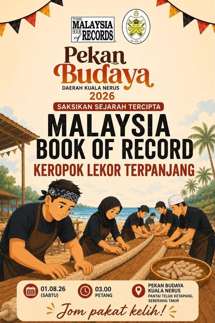 Cubaan rekod Keropok Lekor Terpanjang Malaysia Book of Records di Pekan Budaya Kuala Nerus 2026