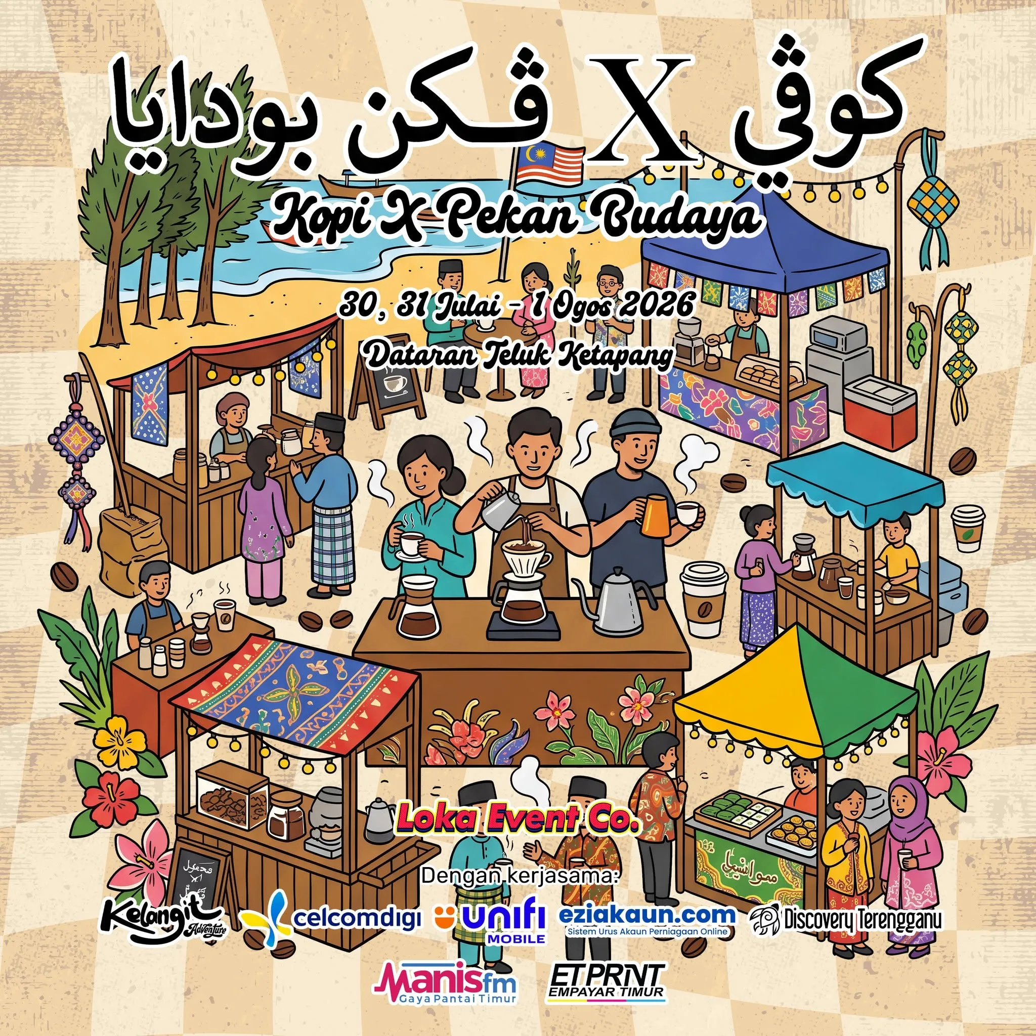 Poster Kopi X Pekan Budaya 2026 di Dataran Teluk Ketapang Kuala Nerus