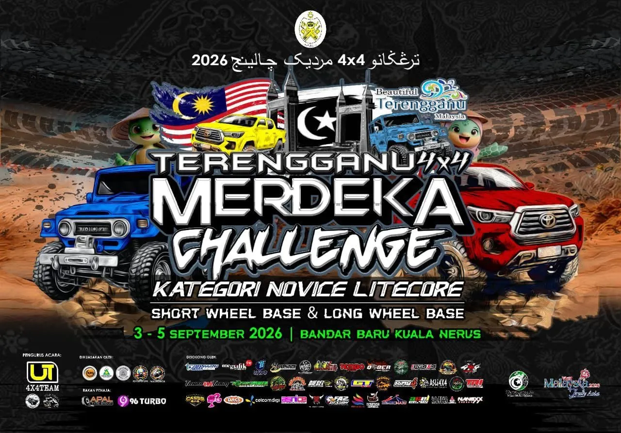 Poster rasmi Terengganu 4x4 Merdeka Challenge 2026 di Bandar Baru Kuala Nerus, 3 hingga 5 September 2026