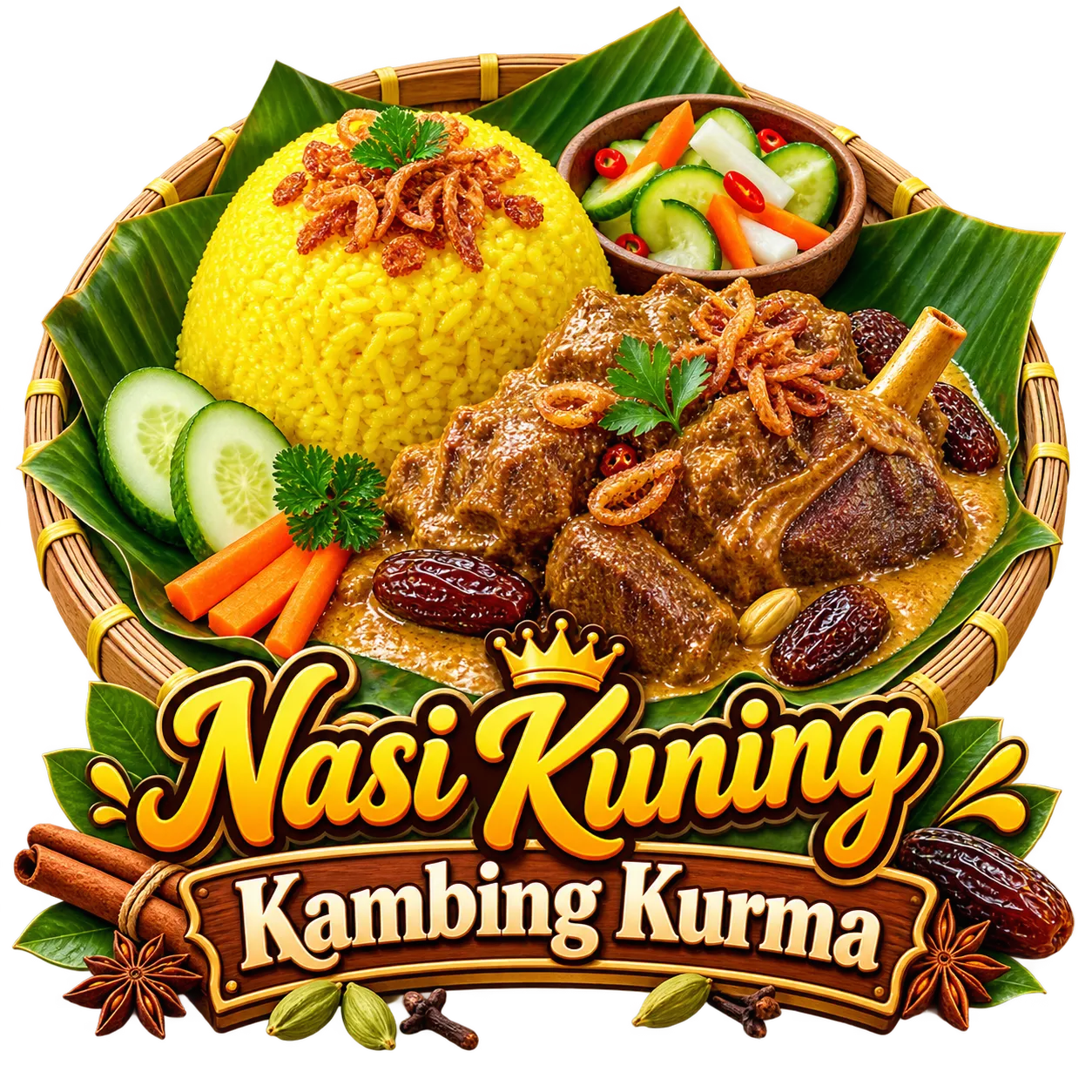 Nasi kuning kambing kurma