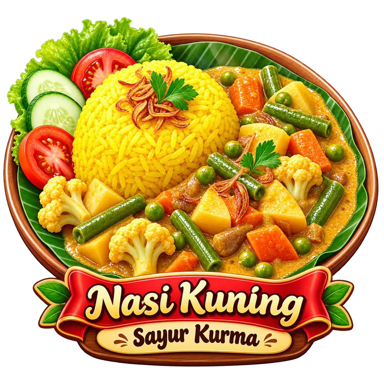 Nasi kuning sayur kurma