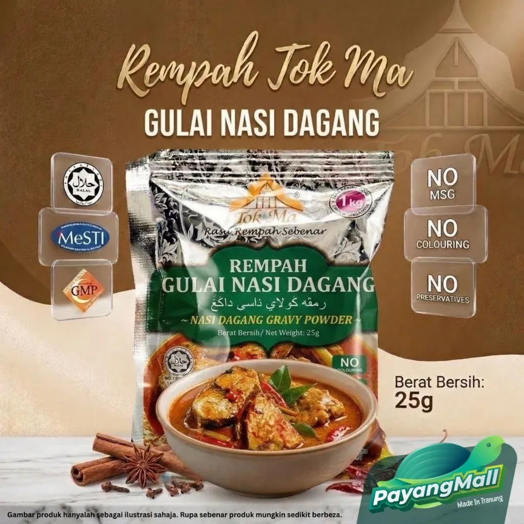 Pek Rempah Gulai Nasi Dagang Tok Ma dengan sijil Halal, MeSTI dan GMP