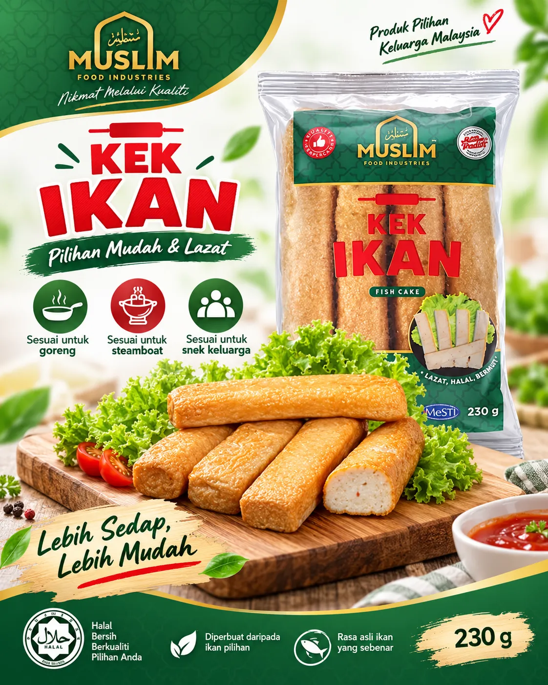 MFI Kek Ikan atau fish cake untuk Kuey Teow Rebus