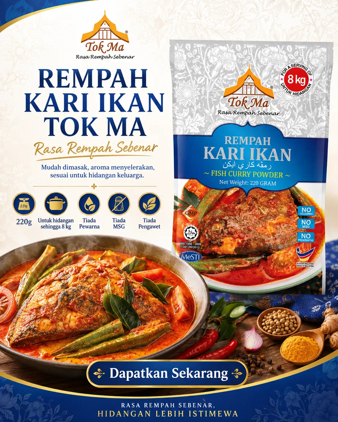 Pek Rempah Gulai Kari Ikan Tok Ma
