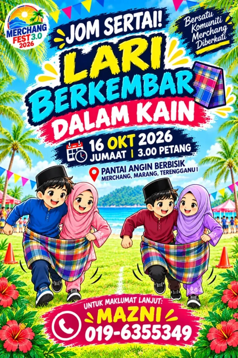 Poster Lari Berkembar Dalam Kain Merchang Fest 3.0 2026