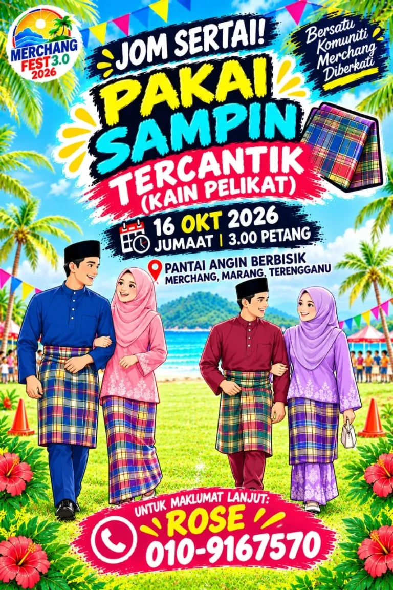 Poster Pakai Sampin Tercantik (Kain Pelikat) Merchang Fest 3.0 2026